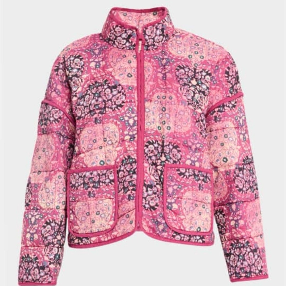 NWT Free People Chloe Pink Quilted Jacket Size Medium